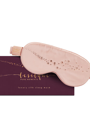 LE SILQUE Opaska na oczy z jedwabiu z kryształkami - ROSE GOLD, Le Silque