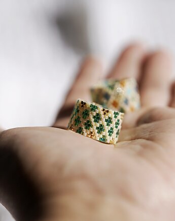 Pierścionek Beadingowy Fragile Green, Karolina Herra