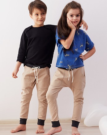 Spodnie dziecięce bawełniane beżowe BAGGY, Cudi KiDS