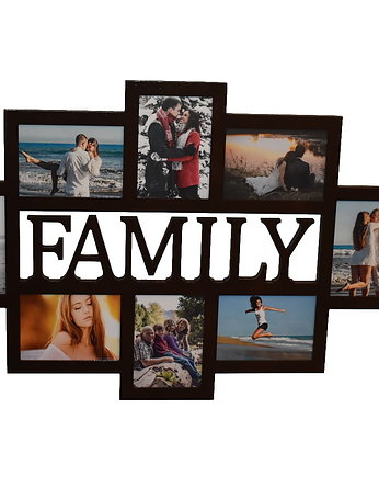 Multirama ramka na zdjęcia z napisem Family mdf 8 zdjęć 13x18, Wajdrew