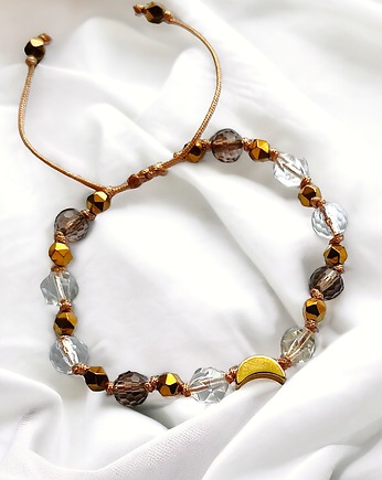 DOBROBYT - amulet - LUNULA - cytryn.kwarc dymny, kryształ górski - PREMIUM, kaktusia