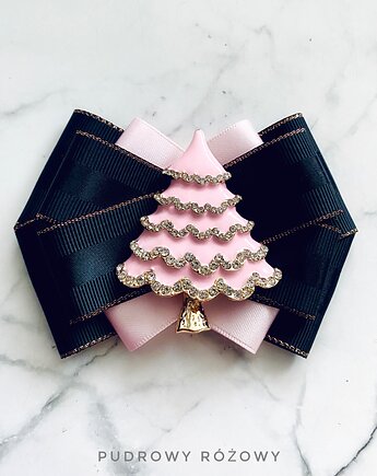 Modowa Brosza z Choinką  Pudrowy róż   Mikołajki Święta, Pudrowy Różowy