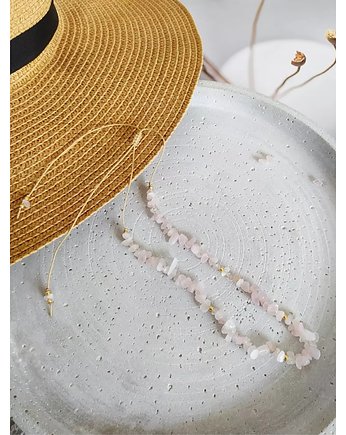 Choker różowy Kryształ Górski, LEKA jwlr