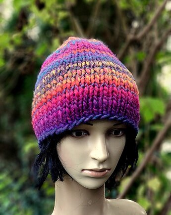 Baśniowe kwiaty / czapa, agat handmade