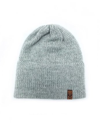 Jasnoszara czapka merino bez pompona, Holy Alpaca Knit