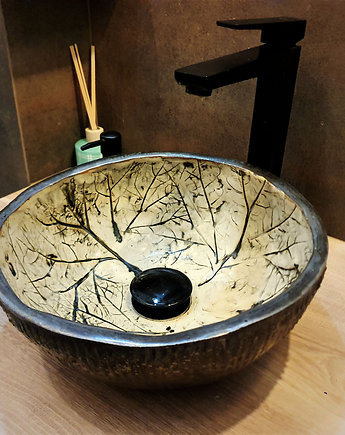 Umywalka Liść Łopianu czarna 32 cm, Ceramika Nastawka