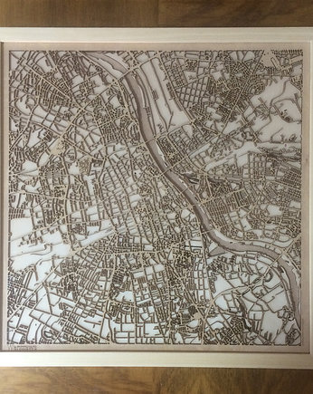 CityWood - Drewniana Mapa Warszawa 45x45cm, CityArtPosters