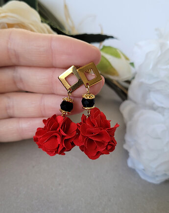 Kolczyki na sztyftach z Turmalinem i kwiatkiem, Seylla pracownia