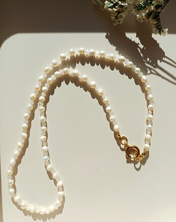 Naszyjnik z perłami naturalnymi i kwarcem różowym, s e n s e d accessories