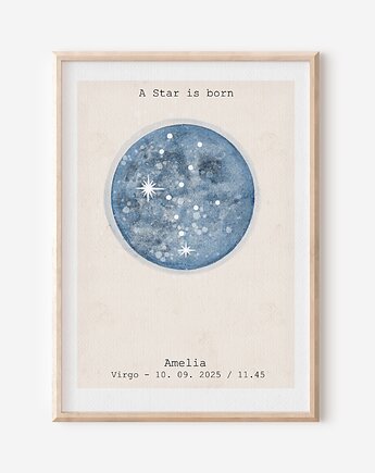 Plakat Metryczka  - Znak zodiaku -  A Star is born, Mint In Paper