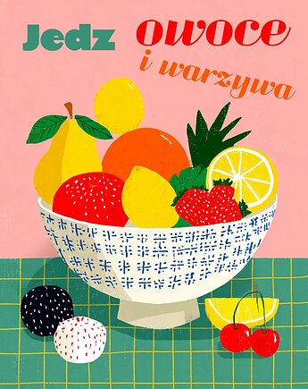 Plakat vegan zdrowie kuchnia jabłko 30x40, polkastudio