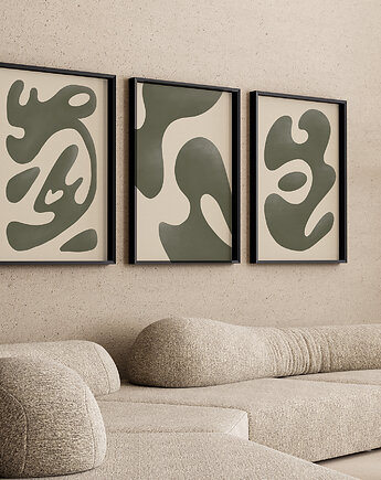 Zestaw trzech plakatów green abstract, Anna Szondelmajer
