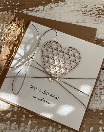 Ręcznie robiona kartka walentynkowa z sercem 4 jesteś dla mnie ważna, sorte