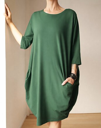 Sukienka beczka Butelkowa zieleń, ONE MUG A DAY