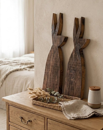 Zestaw Wielkanocny Zając Drewniane Ozdoby w Stylu Rustykalnym, Panda Design