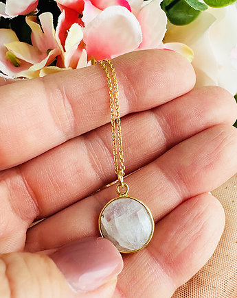 NASZYJNIK z  Kamieniem księżycowym biały kamień, Anemon Atelier