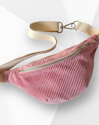 Nerka saszetka z kieszonką sztruksowa różowa, Zdunetti