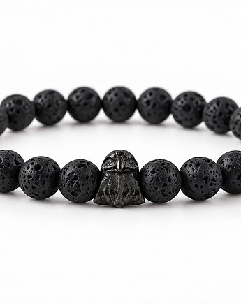 Bransoletka męska BLACK BIRD -lawa wulkaniczna, ISSI Jewelry