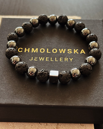 Bransoletka męska Lawa i Hematyt, Chmolowska Jewellery