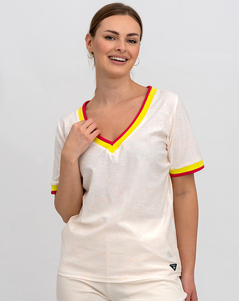 T SHIRT DAMSKI  wanilia w neonowe kropeczki, 3 for U
