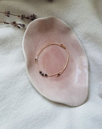 Minimalistyczna bransoletka z Turmalinem  - beige, Szmaragdowa Polana