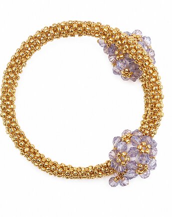 Bransoletka Lawendowy Blask  koralikowa złota metaliczna, lulukalina