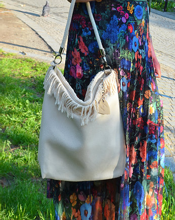Torba BOHO z płótna żaglowego frędzle, modeMania