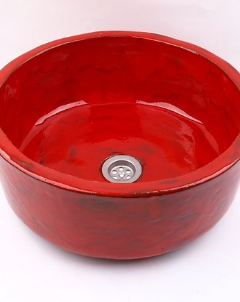 UM5 Hiszpańska czerwień okrągła umywalka, ceramiczna., Dekornia