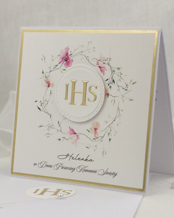 Kartka na komunię z ozdobną kopertą, LG 159A, Anna Art and Crafts