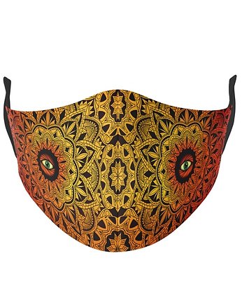 Maseczka 3-warstwowa wielorazowa MANDALA ŻÓŁTA, dirrtytown clothing