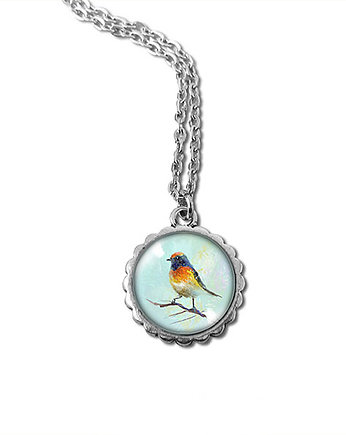 Medalion, naszyjnik - Kolorowy ptaszek - mały, yenoo