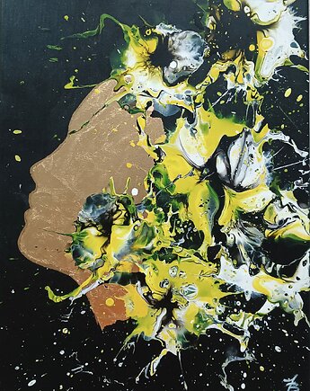 Ręcznie malowany 30x40 Akryl na płótnie MONIKA, Joanna Bilska