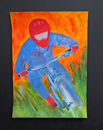 Rowerzysta BMX obraz akrylowy A3, JBJart Justyna Jaszke