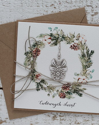 Wyjątkowa stylowa kartka ekologiczna świąteczna na Boże Narodzenie, sorte