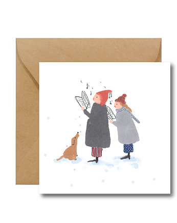 KOLĘDNICY kartka świąteczna, HI LITTLE