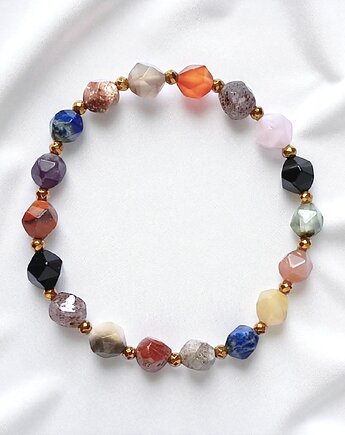 Bransoletka: mix kamieni: szlif gwiazdkowy 8mm, kaktusia