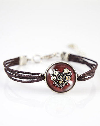Bransoletka - Steampunk Heart - brązowa, sznurki, yenoo