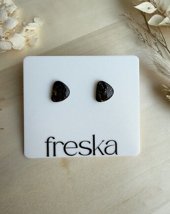 Kolczyki Kamień - czarno-złote, freska