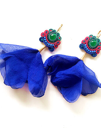 Sutaszowe kolczyki AGUEDA z chabrowymi kwiatami, Sylwia Żak