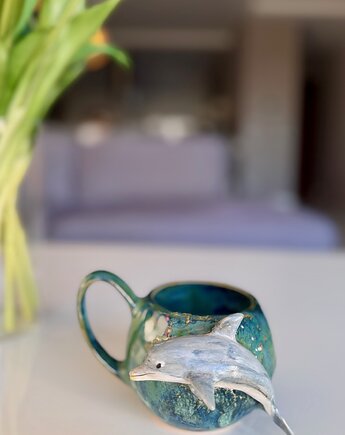 Kubek z motywem delfina., NG Autorska bizuteria ceramiczna