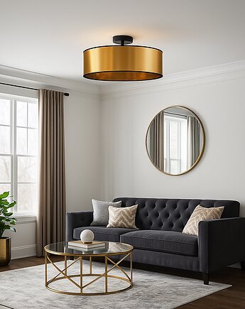 Złota lampa sufitowa w stylu glamour WENECJA MIRROR fi - 50 cm, LYSNE