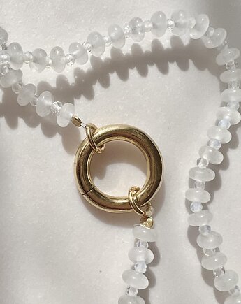 Naszyjnik ZAPIĘCIE KOŁO jadeit KOKOSOWY kamienie naturalne biały, ATdiament