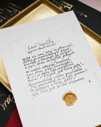 Plakat Kaligrafia: "Laur Dojrzały" Cyprian Kamil Norwid wiersz pisany ręcznie, Annagrafia