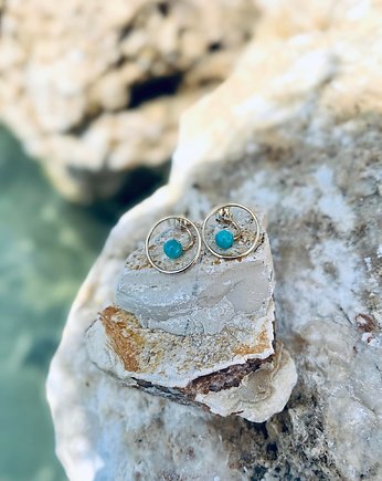 Kolczyki pozłacane- lewitujący amazonit, Daria Siwiak Jewellery