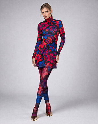 Marta Flower Power - sukienka mini z golfem, milita nikonorov