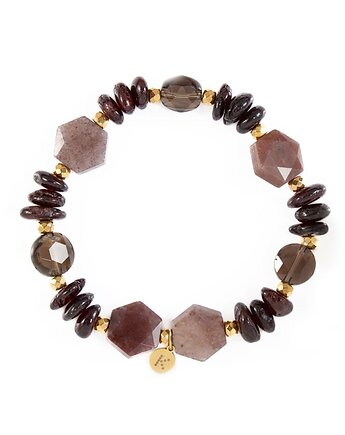 Bransoletka w bordowo brązowej tonacji - Wersja Pozłacana, Kulka Bransoletki