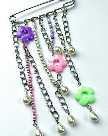 Broszka z agrafką pastelowe kwiaty biżuteria autorska Agrafka Studio, Agrafka studio