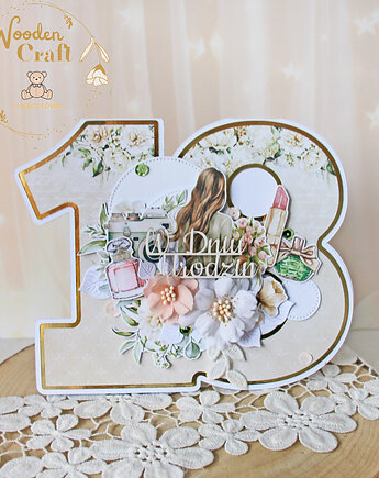 Kartka urodzinowa na 18 urodziny, kartka cyferka "Simple Story1" GOTOWA, Lulaczkowo