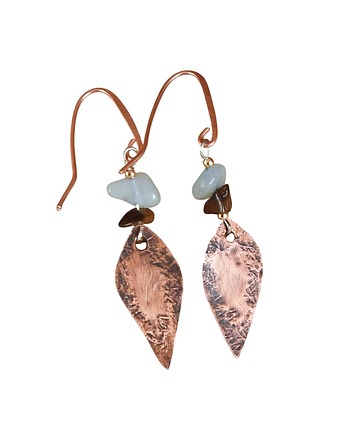 Kolczyki z kutej, oksydowanej miedzi akwamarynu i tygrysiego oka /1/, Galeriai