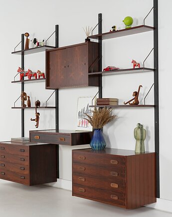 Regał modułowy PS System, fornir palisandrowy, duński, lata 60., Przetwory design